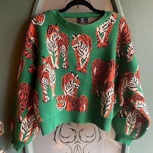 Dressed In Lala Green Tiger Print Sweater